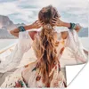 MuchoWow® Poster Frau - Boot - Kleid 30x30 cm - Wandposter Produktbild-Vorschau 1