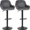 Two dark gray bar stools with black bases and stems are shown against a white background. Voir les images du produit