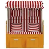 Möbel Strandkorb mit Kissen Poly Rattan und Massivholz Rot Produktbild-Vorschau 5