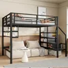 A loft bed with shelves and a sofa underneath, set in a bedroom. Podgląd zdjęcia produktu