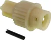 A cream-colored gear and a black pin are shown against a white background. Produktbild-Vorschau