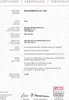 A certificate of conformity with text and logos. Produktbild-Vorschau