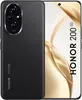 A black Honor 200 5G smartphone is shown from the back and front, with the screen displaying a golden wavy pattern. Podgląd zdjęcia produktu