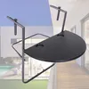 A balcony table attached to a railing, with a blurred background of a modern house and pool. Anteprima dell’immagine prodotto
