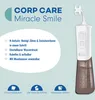 Marketing image for a CorpCare Miracle Smile oral irrigator, showcasing its features and benefits. Produktbild-Vorschau