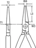 Diagrams of pliers with dimensions labeled. Anteprima dell’immagine prodotto