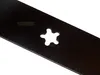 A close-up of a black lawnmower blade with a star-shaped cutout. Produktbild-Vorschau