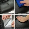 A collage of four images demonstrating how to use a leather repair patch. Anteprima dell’immagine prodotto