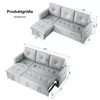 SONNI 203x130x88cm Divano angolare grigio chiaro a tre Anteprima dell’immagine prodotto 4
