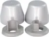 Two sets of toilet connection fittings, each with a silver cap and a gray base, are shown against a white background. Produktbild-Vorschau