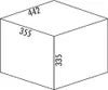 A 3D line drawing of a rectangular prism with dimensions labeled on its faces. Podgląd zdjęcia produktu