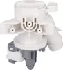 A white and gray washing machine drain pump is shown against a white background. Produktbild-Vorschau