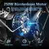 Close-up of an electric bicycle motor with marketing text and icons. Produktbild-Vorschau