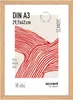 A framed picture of a wooden picture frame with a red and white abstract design inside. Produktbild-Vorschau