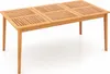 A wooden outdoor dining table with a slatted top and four legs, shown against a white background. Náhled obrázku produktu