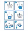 A series of illustrated steps showing how to use a water filter pitcher. Náhled obrázku produktu