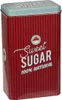 A rectangular metal tin with a red and white striped pattern, labeled "Sweet SUGAR 100% NATURAL". Produktbild-Vorschau