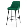 A green bar stool with black legs is shown against a white background. Podgląd zdjęcia produktu