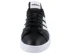 A front view of a black Adidas sneaker with white stripes and a white sole. Podgląd zdjęcia produktu