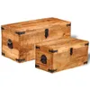 vidaXL Set di cassapanche a 2 pezzi Legno di mango grezzo Anteprima dell’immagine prodotto 2
