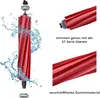 A red vacuum cleaner brush roll with water splashing around it, and close-up shots of the brush roll and text. Produktbild-Vorschau