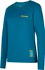Damenpullover 'Climbing on the Moon' von La Sportiva in Türkis mit gelbem Logo.