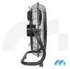 A black floor fan is shown from the side against a white and light gray background. Voir les images du produit
