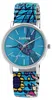 A close-up studio shot of a women's wristwatch with a blue hummingbird and floral design. Produktbild-Vorschau