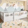 A nursery room with a white wooden crib and a colorful polka dot rug. Anteprima dell’immagine prodotto
