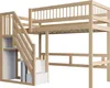 Sweiko Lit en bois massif 90x200, escalier avec armoire de Voir les images du produit 7