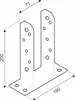 A technical drawing of a metal post anchor with dimensions indicated. Produktbild-Vorschau