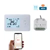 A smart thermostat, its receiver, and a smartphone displaying the thermostat app. Produktbild-Vorschau