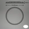 Technical drawing and a small illuminated product shot of a round LED panel. Náhľad obrázku produktu
