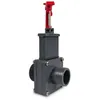 A close-up studio shot of a PVC valve with a red handle against a white background. Produktbild-Vorschau