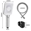 A product shot of a shower head, hose, and mount with dimensions indicated. Náhľad obrázku produktu