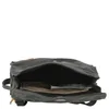 An open black crossbody bag with items inside. Produktbild-Vorschau