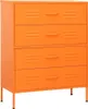 An orange metal dresser with four drawers. Anteprima dell’immagine prodotto