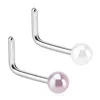 Nasenpiercing Nasenstecker „Perle“ L-Form Pink Produktbild-Vorschau 2