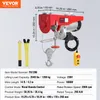 A product image of an electric hoist with dimensions and specifications displayed. Voir les images du produit