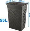 Panier à linge en plastique aspect tressé 55 L Bac à linge Voir les images du produit 1