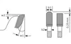 Diagrams illustrating dimensions and angles of a cutting tool. Voir les images du produit