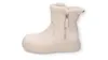 A single beige boot with a fur lining and a zipper is shown against a white background. Produktbild-Vorschau