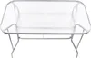 A rectangular glass-top table with a metal frame, shown from a slightly elevated front-diagonal angle against a white background. Produktbild-Vorschau