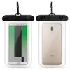 Two waterproof phone cases, each containing a smartphone, are shown side-by-side against a white background. Produktbild-Vorschau