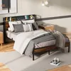 KUTAS Klassische Betten 140x190, LED-Bett Braun mit Produktbild-Vorschau 7
