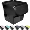 A black storage container with a lid is shown from a slightly elevated front-left angle. Below the main product image, there are six smaller images of the same container in different colors. Anteprima dell’immagine prodotto