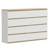 Kommode Weiß Eiche Torro 8 Schubladen matt 140x34x100 cm Produktbild-Vorschau 1