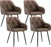 Four brown dining chairs with black legs are arranged in a grid against a white background. Produktbild-Vorschau