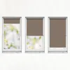 Three windows with roller blinds, showing different levels of coverage. Produktbild-Vorschau