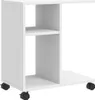 A white side table with shelves and wheels. Produktbild-Vorschau